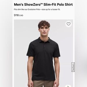 NWOT $118 Lululemon Men's ShowZero™ Slim-Fit Polo Shirt Medium